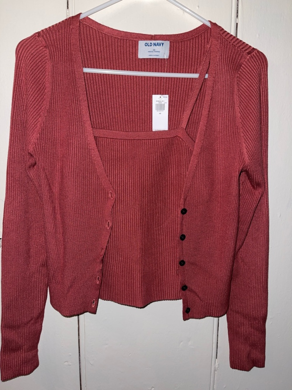 Old Navy Two-Piece Ribbed Cardigan & Tank Set - Rust